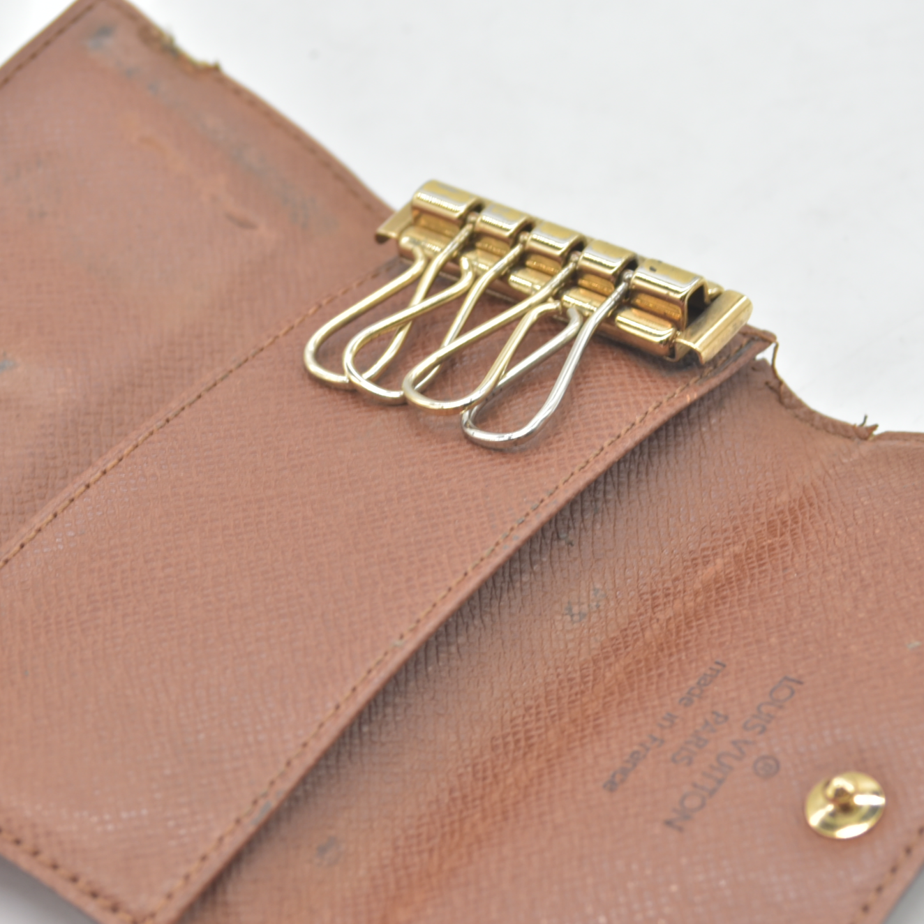 $345 Louis Vuitton Monogram Multicles 4 Ring Key Case Brown TH1919