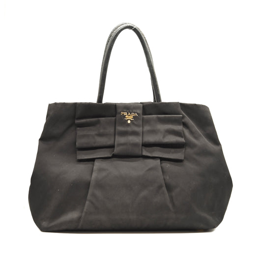 PRADA Tessuto Fiocco Bow Tote Black