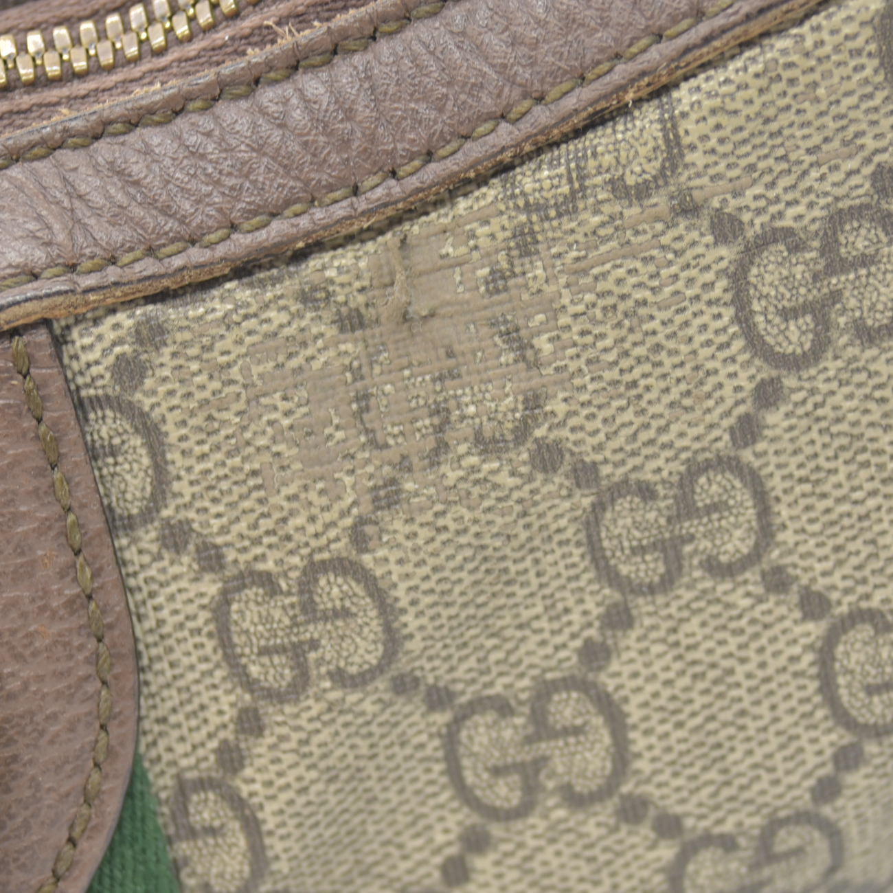 $1750 Gucci GG Supreme Monogram Web Small Ophidia Half Moon Hobo Brown