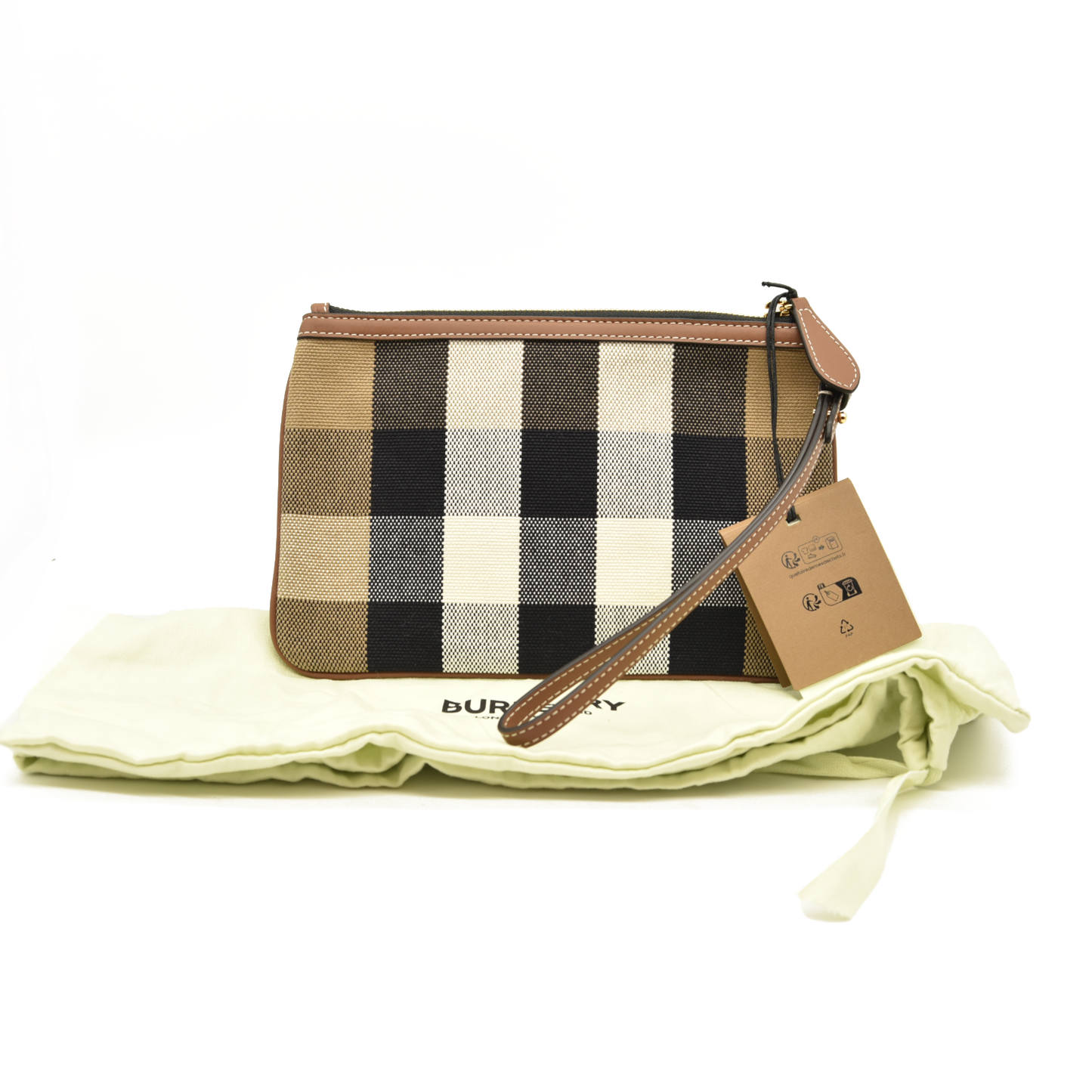 Burberry Peyton Clutch Wristlet Pouch House Check Canvas