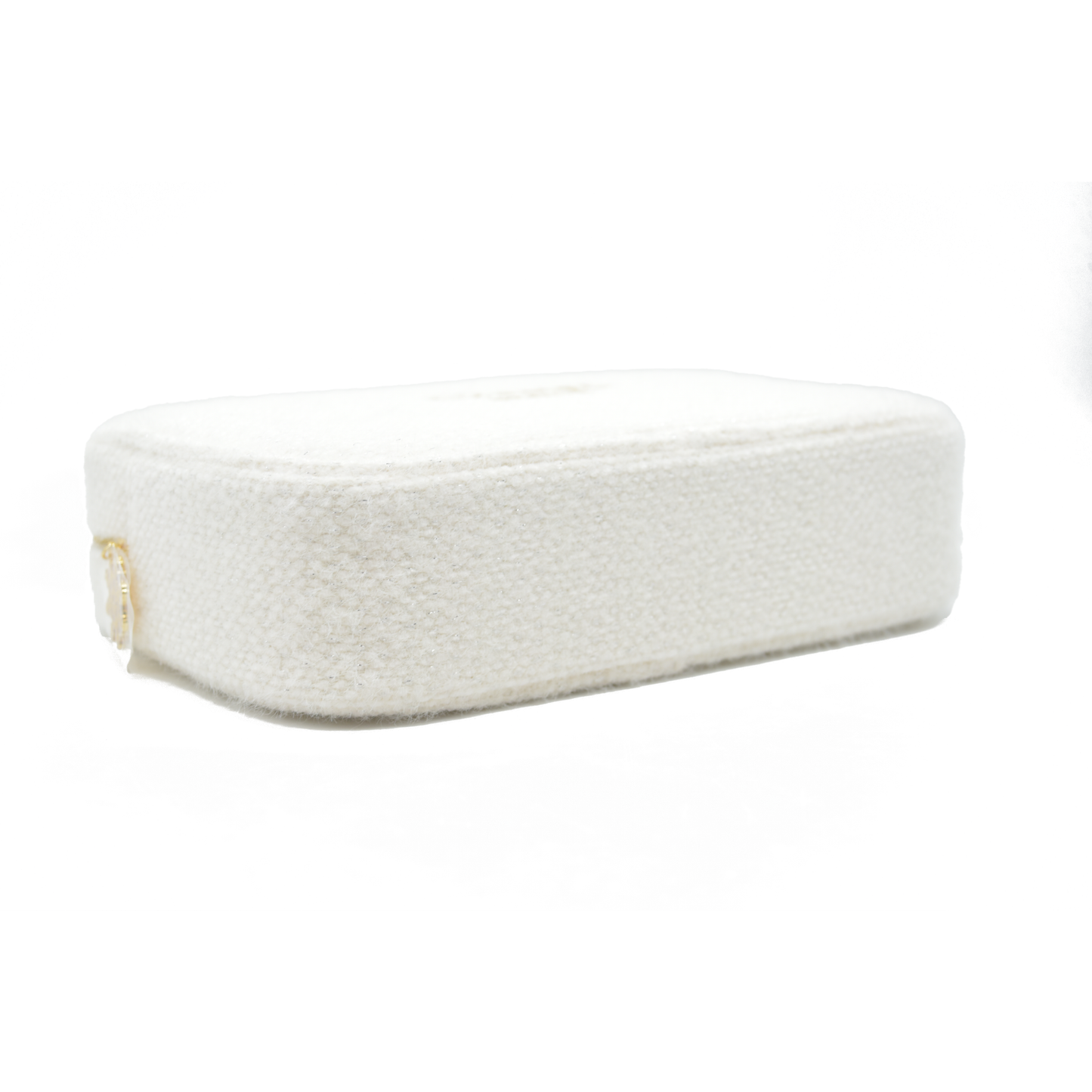 Chanel Beauty Cosmetic Pouch White Tweed Gold 2024