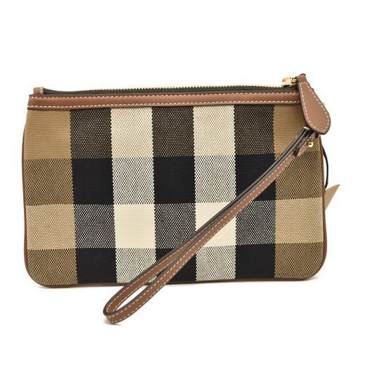 Burberry Peyton Clutch Wristlet Pouch House Check Canvas