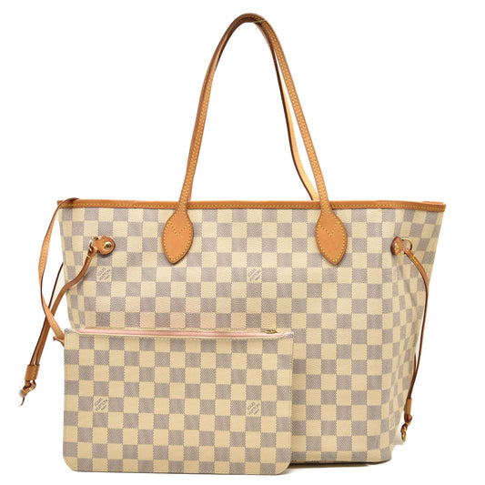 Louis Vuitton Damier Azur Neo Neverfull MM Rose Ballerine with Pouch FL2128