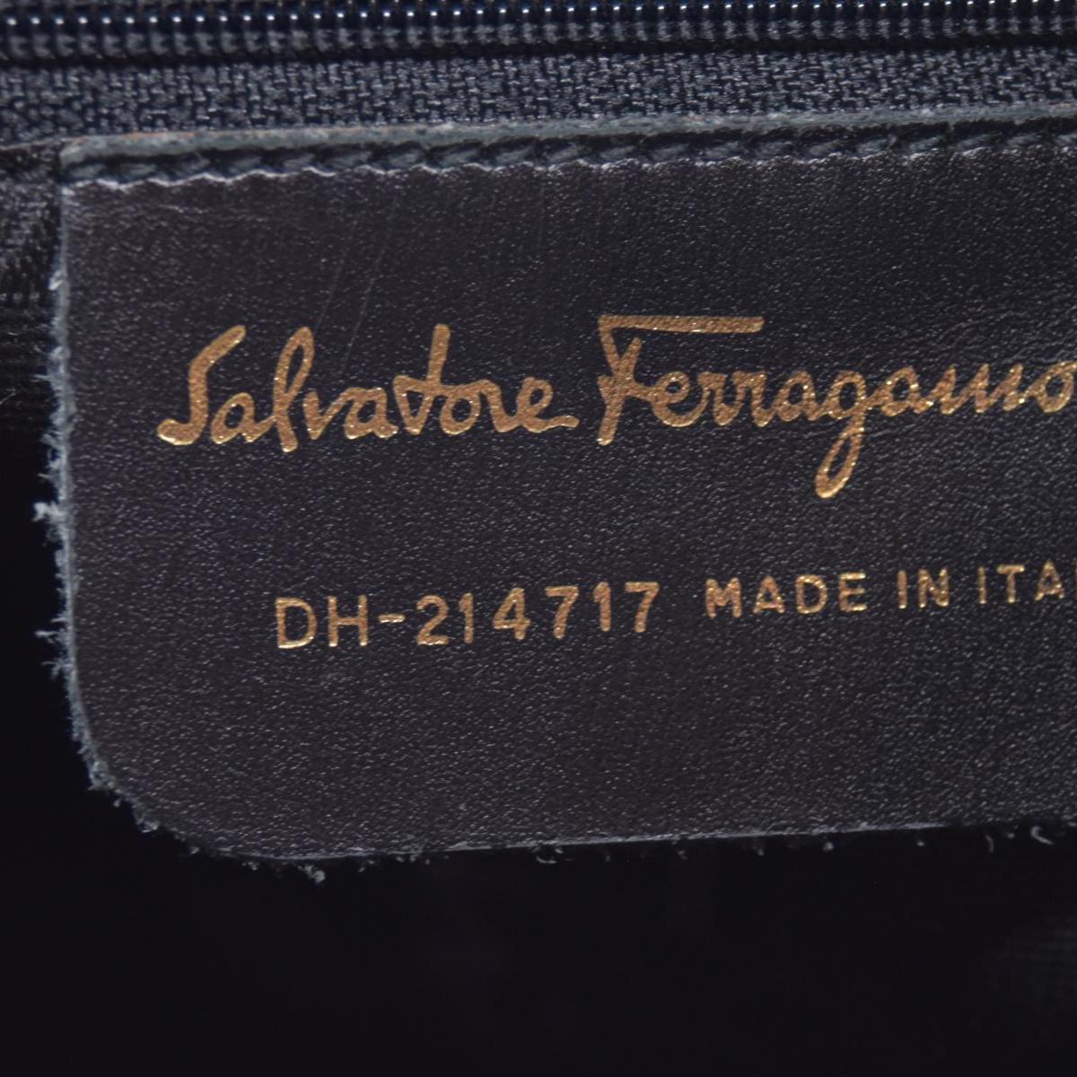 $890 SALVATORE FERRAGAMO Leather Gancini Shoulder Bag Dark Grey CONSIGNMENT 10021182