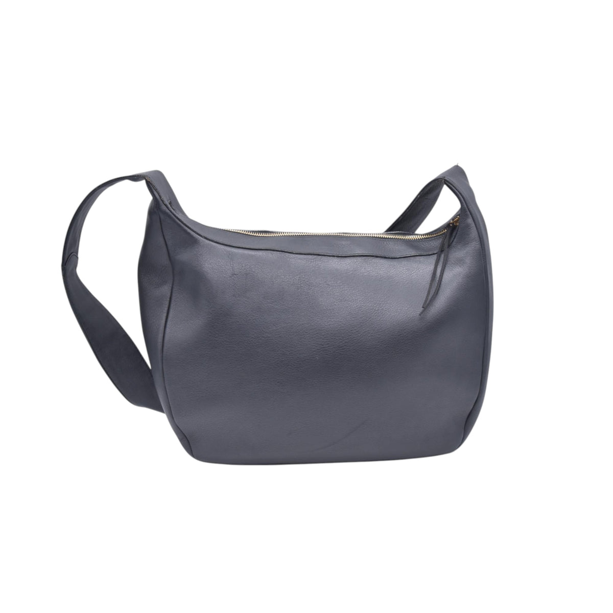 $890 SALVATORE FERRAGAMO Leather Gancini Shoulder Bag Dark Grey CONSIGNMENT 10021182