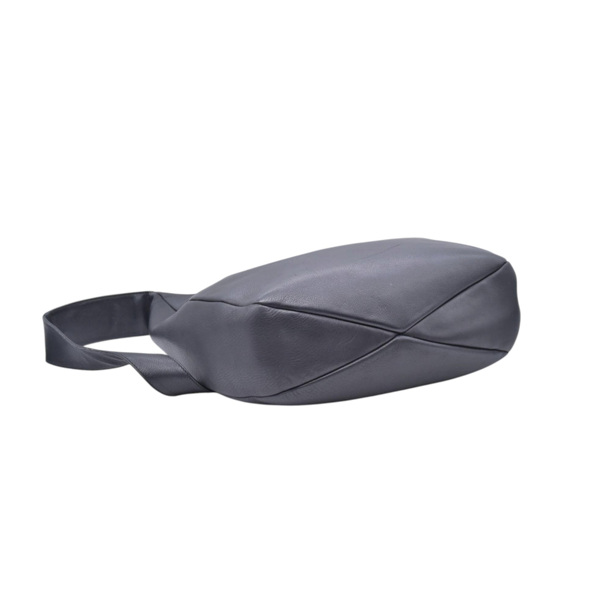 $890 SALVATORE FERRAGAMO Leather Gancini Shoulder Bag Dark Grey CONSIGNMENT 10021182