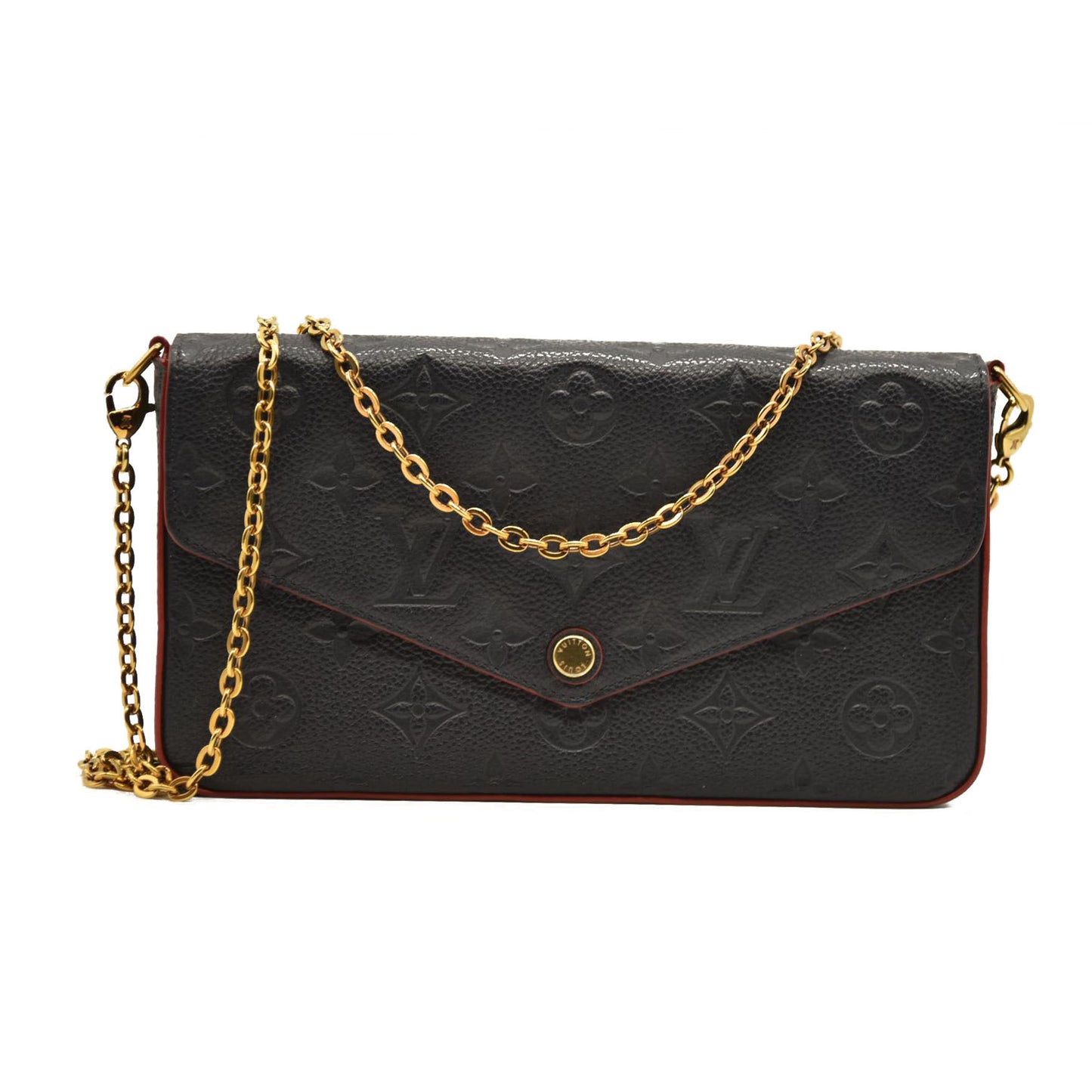 Louis Vuitton  Empreinte Pochette Felicie Chain Wallet Marine Rouge