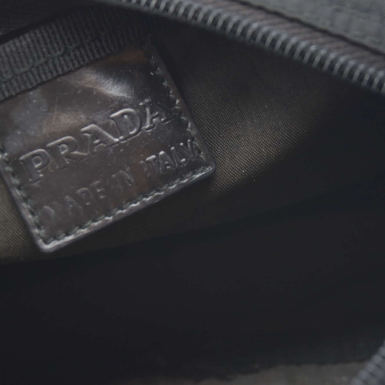 $625 PRADA Logo Plate Nylon Cosmetic Pouch Bag Black