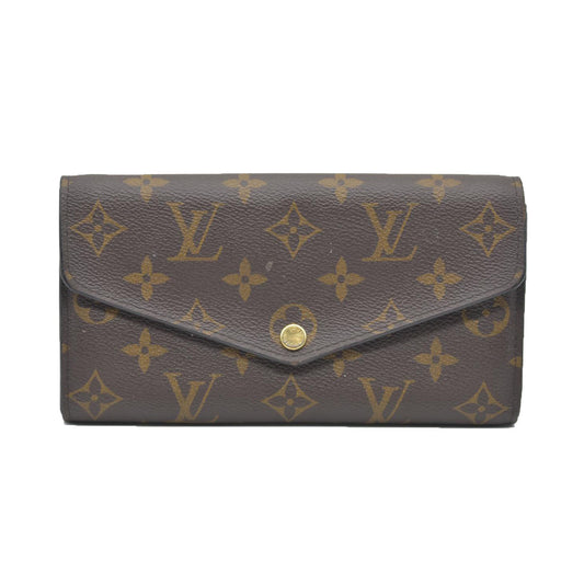 $725 Louis Vuitton Monogram Portefeiulle Sarah Long Bifold Wallet Brown SD0250
