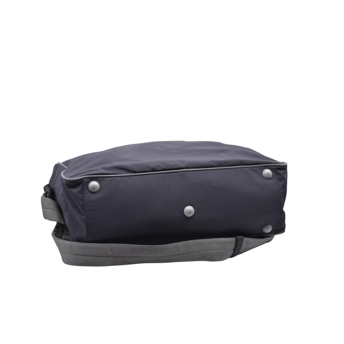 $850 PRADA Linea Rossa Nylon Briefcase Laptop Bag Charcoal Grey CONSIGNMENT 10021198