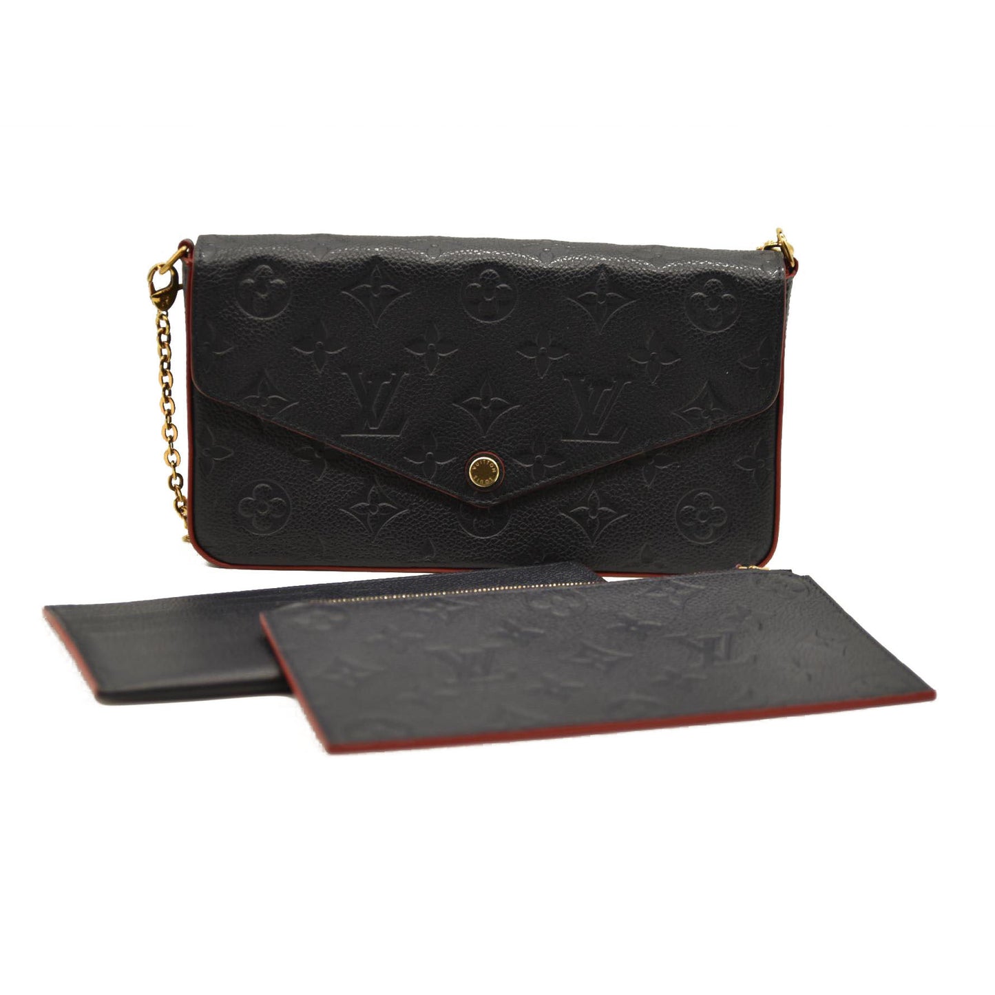 Louis Vuitton  Empreinte Pochette Felicie Chain Wallet Marine Rouge