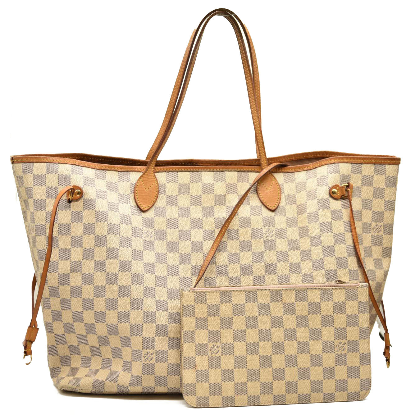 LOUIS VUITTON Damier Azur Neo Neverfull GM Rose Ballerine with pouch SD2187