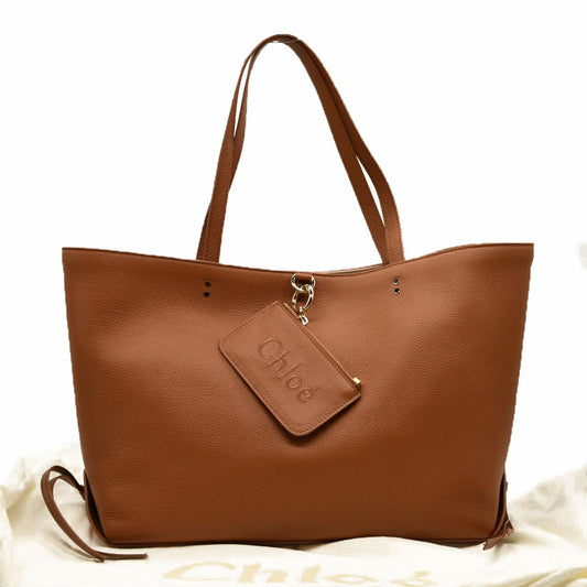 Chloe  Calfskin Medium East West Sense Tote Tan