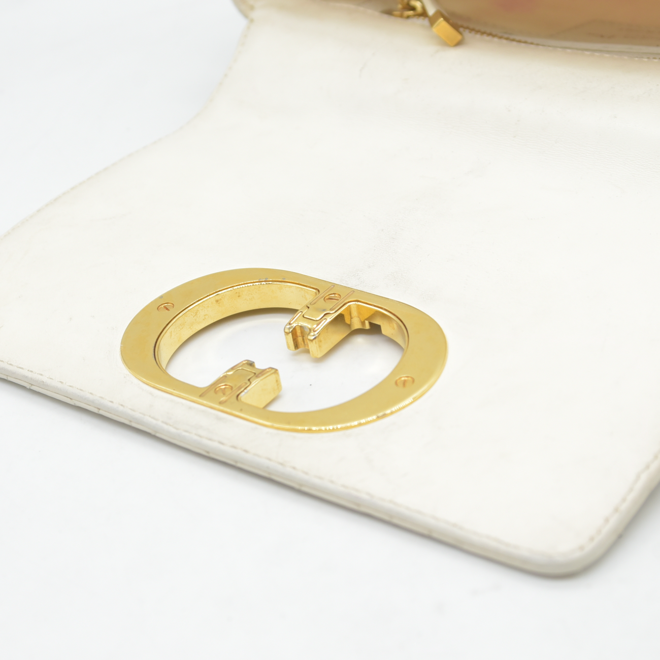 $4400 Christian Dior Lambskin Cannage Small Caro Bag Ivory