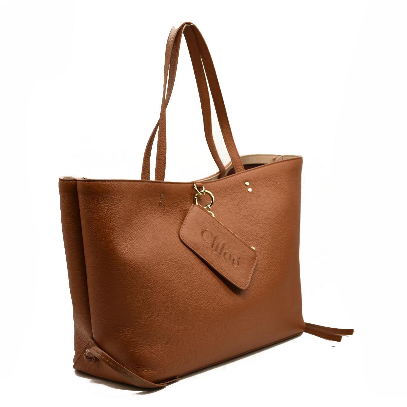 Chloe  Calfskin Medium East West Sense Tote Tan