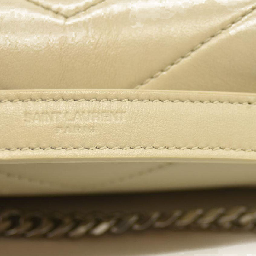 Saint Laurent  Calfskin Y Quilted Monogram Small Loulou Chain Satchel Blanc Vintage