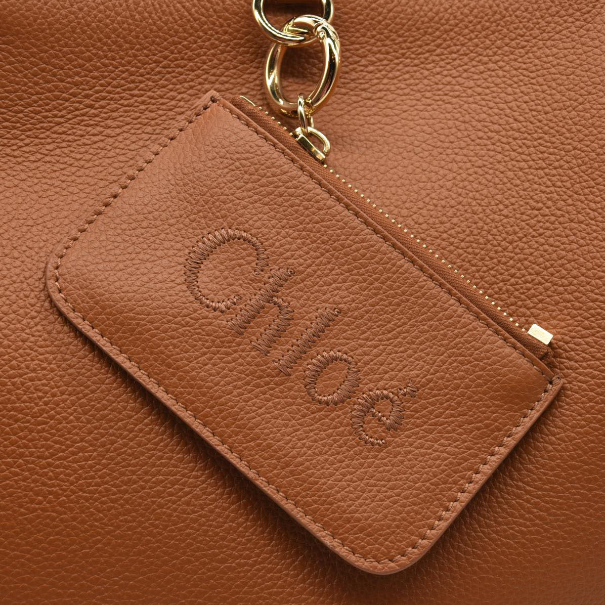 Chloe  Calfskin Medium East West Sense Tote Tan