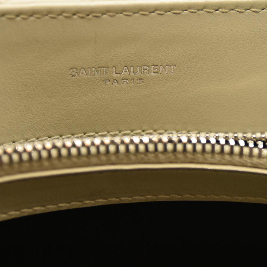 Saint Laurent  Calfskin Y Quilted Monogram Small Loulou Chain Satchel Blanc Vintage