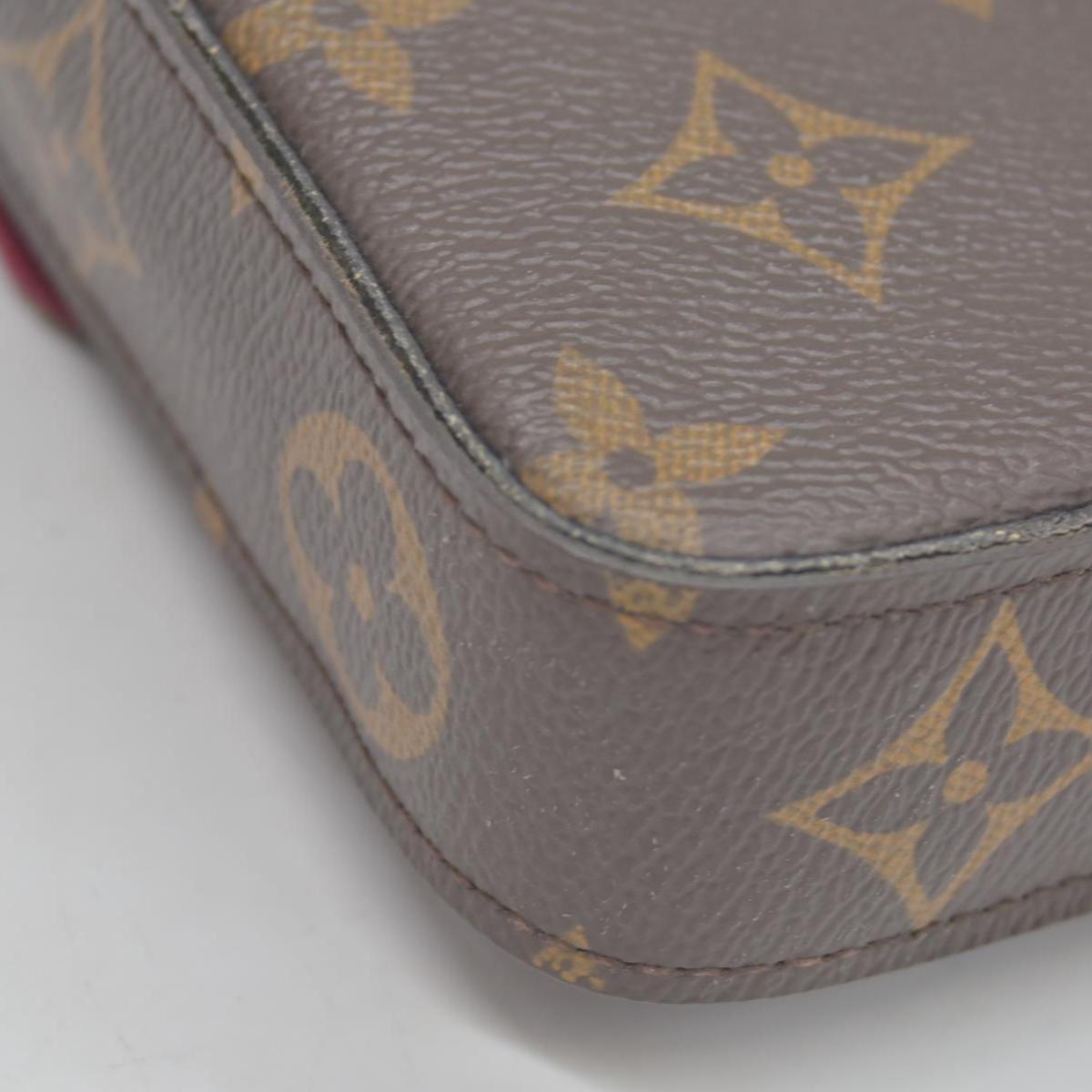 $1580 Louis Vuitton Monogram Pochette Felicie Chain Wallet Fuchsia