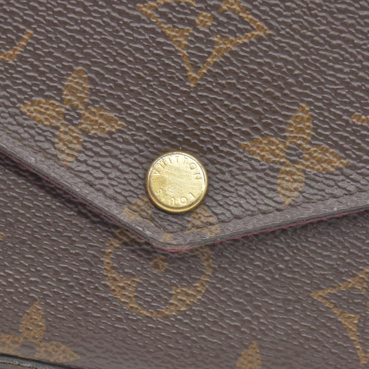 $1580 Louis Vuitton Monogram Pochette Felicie Chain Wallet Fuchsia