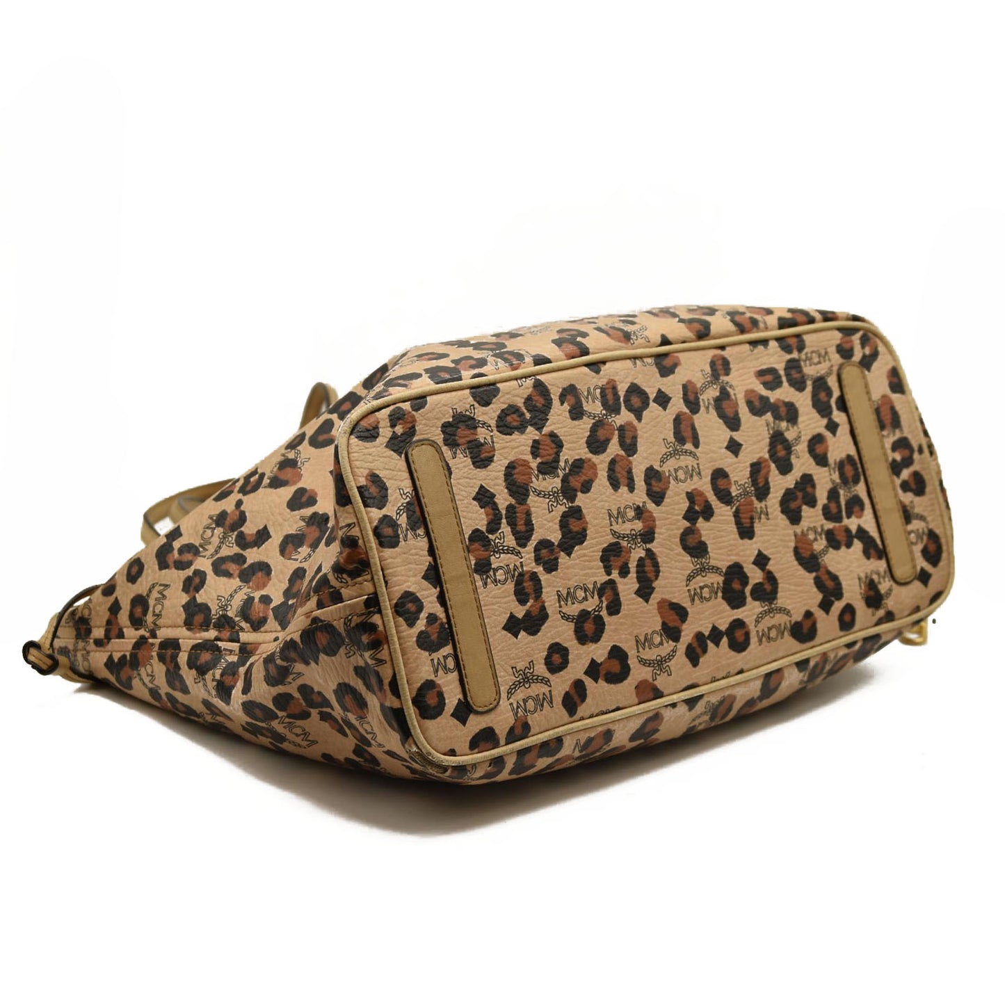 MCM  Visetos Leopard Print Medium Anya Shopper Tote beige