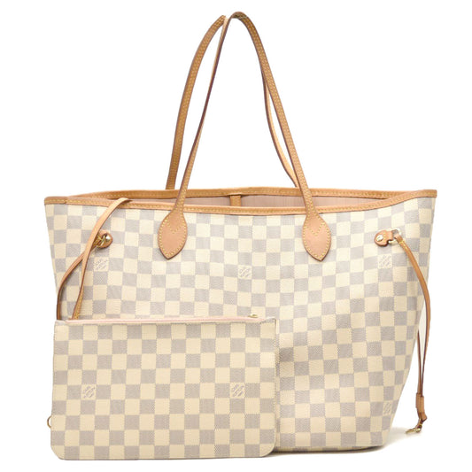 Louis Vuitton Damier Azur Neo Neverfull MM Rose Ballerine with Pouch AR1162
