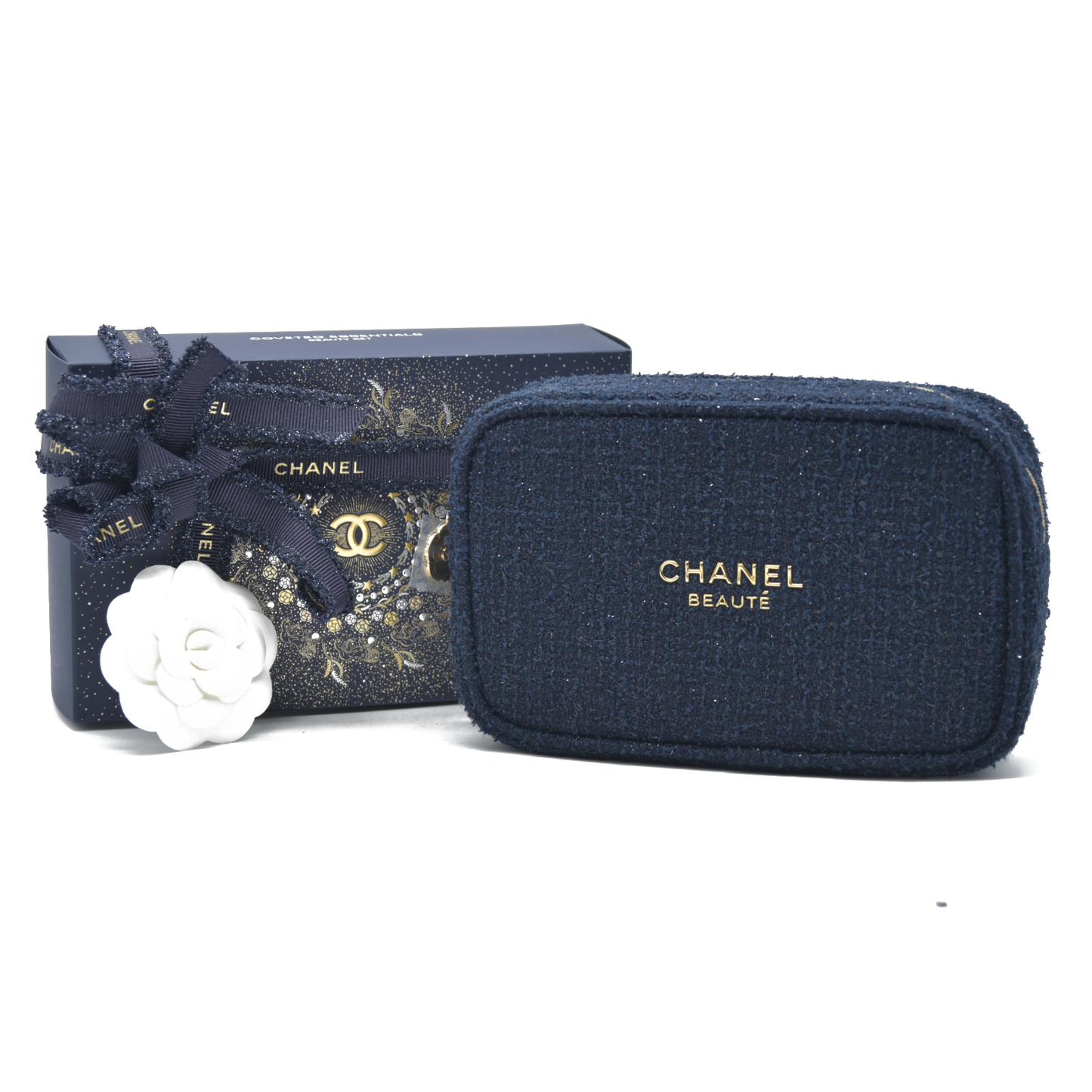 CHANEL EYES TO IMPRESS Cosmetic Pouch Navy Blue Shimmer