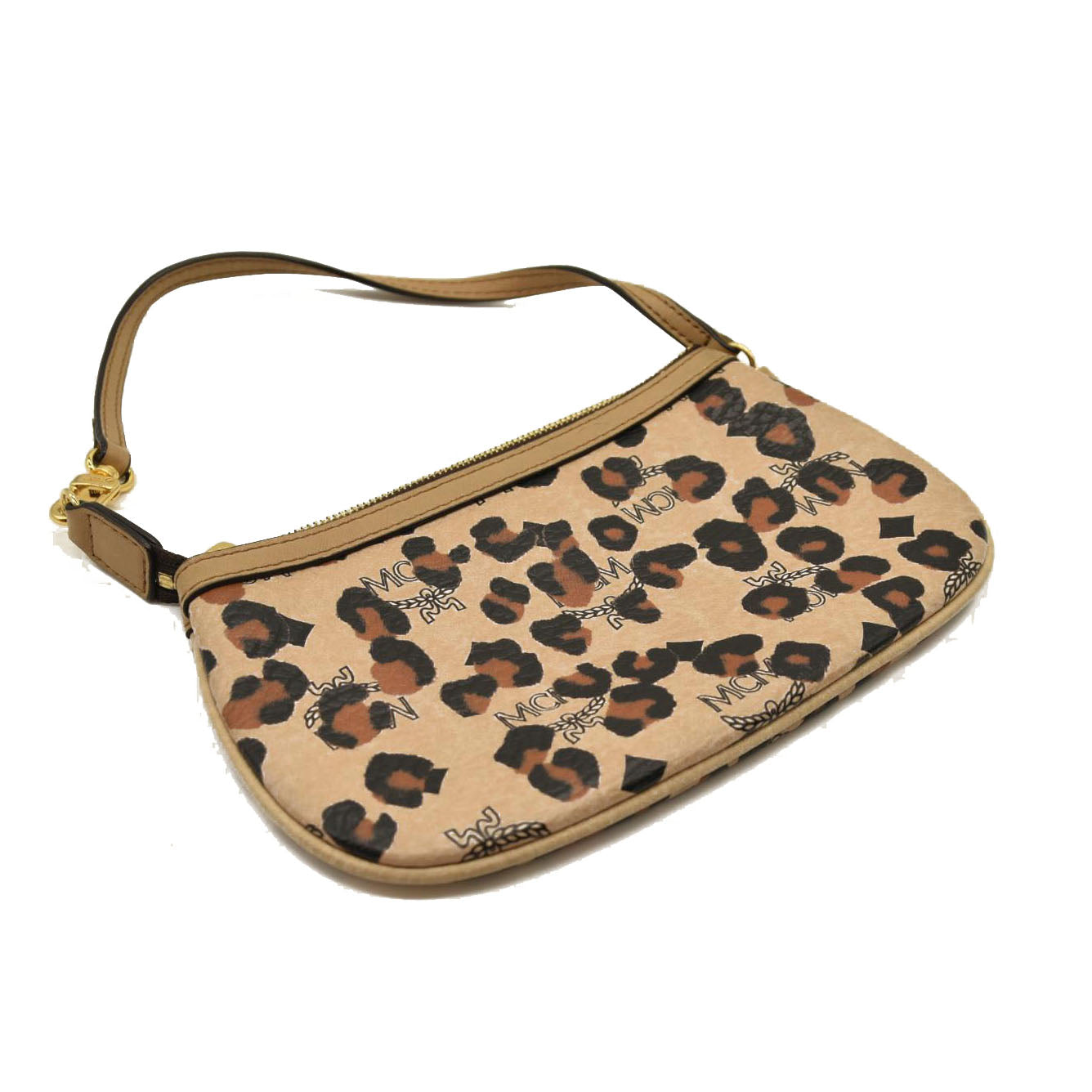 MCM  Visetos Leopard Print Medium Anya Shopper Tote beige