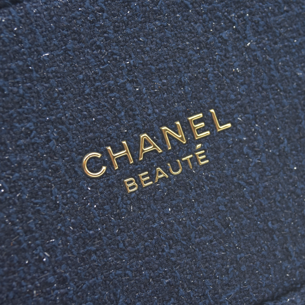 CHANEL EYES TO IMPRESS Cosmetic Pouch Navy Blue Shimmer CONSIGNMENT