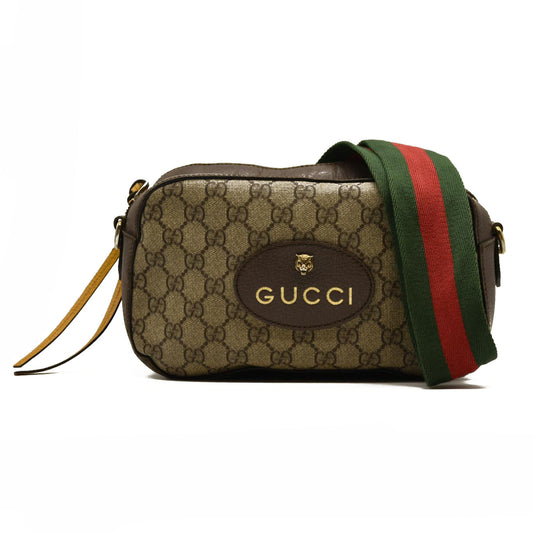 Gucci  GG Supreme Monogram Web Neo Vintage Shoulder Bag Beige New Acero Crop