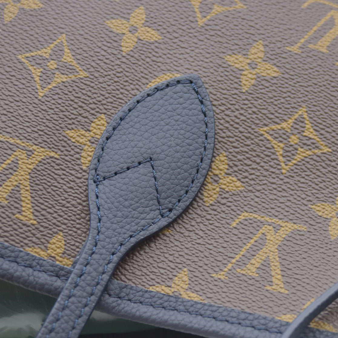 Louis Vuitton LV Monogram Neverfull Inside Out w/Pouch MM Navy