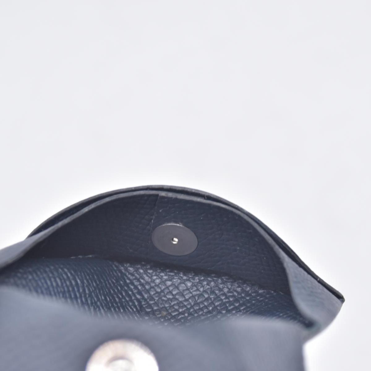 $320 HERMES Navy Blue Leather Envelope Card Holder Pouch CONSIGNMENT 10021452