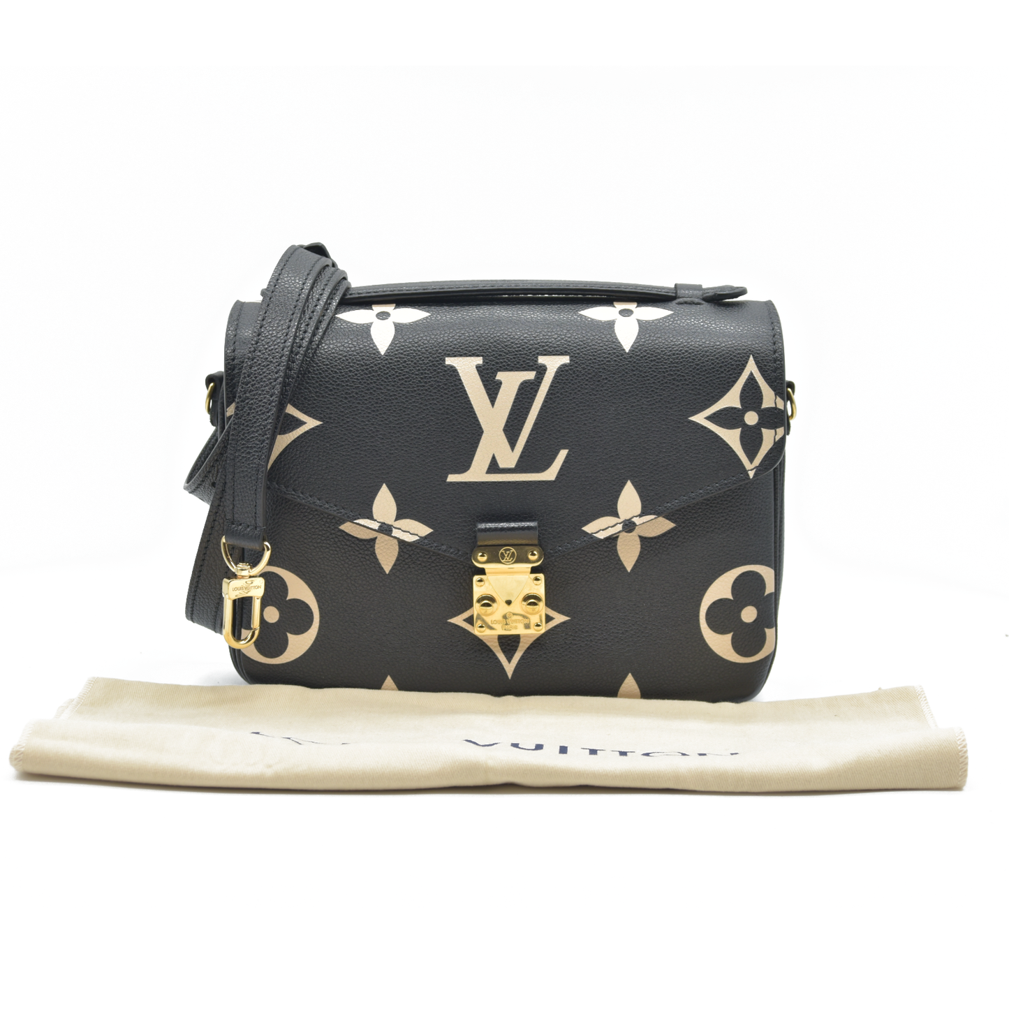 $3150 Louis Vuitton Empreinte Monogram Giant Pochette Metis Black Beige Bicolor CONSIGNMENT