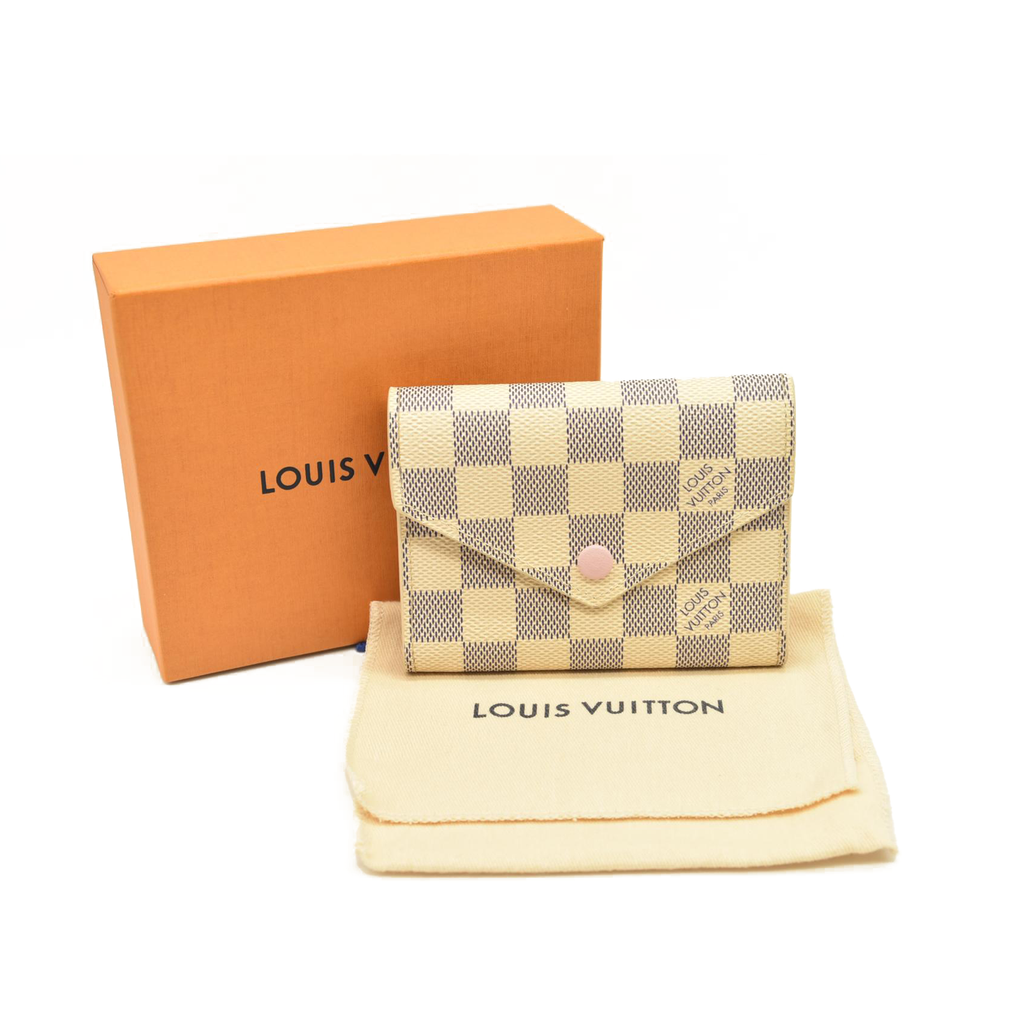 LOUIS VUITTON Damier Azur Victorine Wallet Rose Ballerine  MI5128