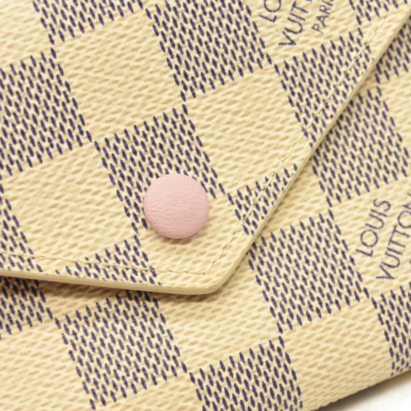 LOUIS VUITTON Damier Azur Victorine Wallet Rose Ballerine  MI5128