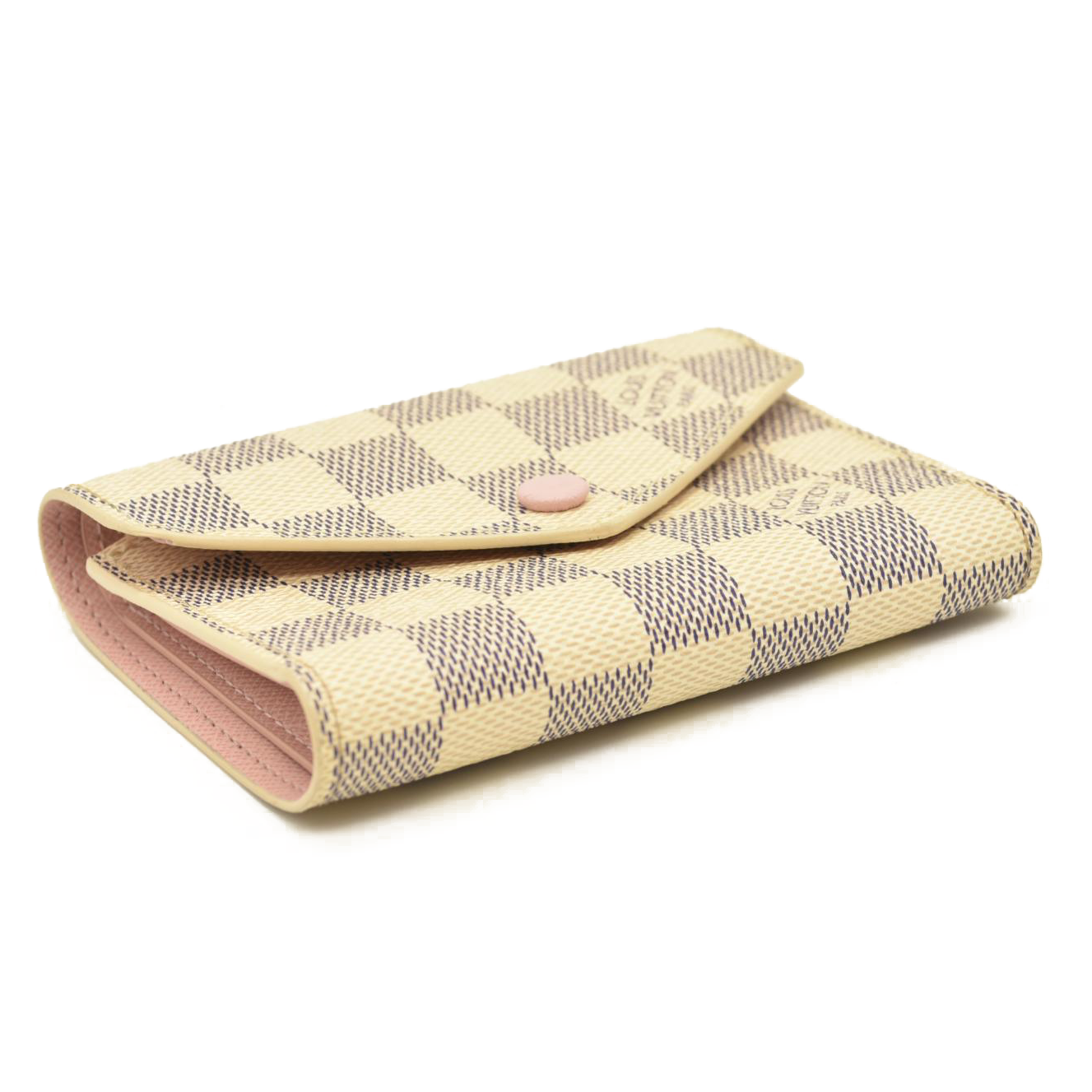 LOUIS VUITTON Damier Azur Victorine Wallet Rose Ballerine  MI5128