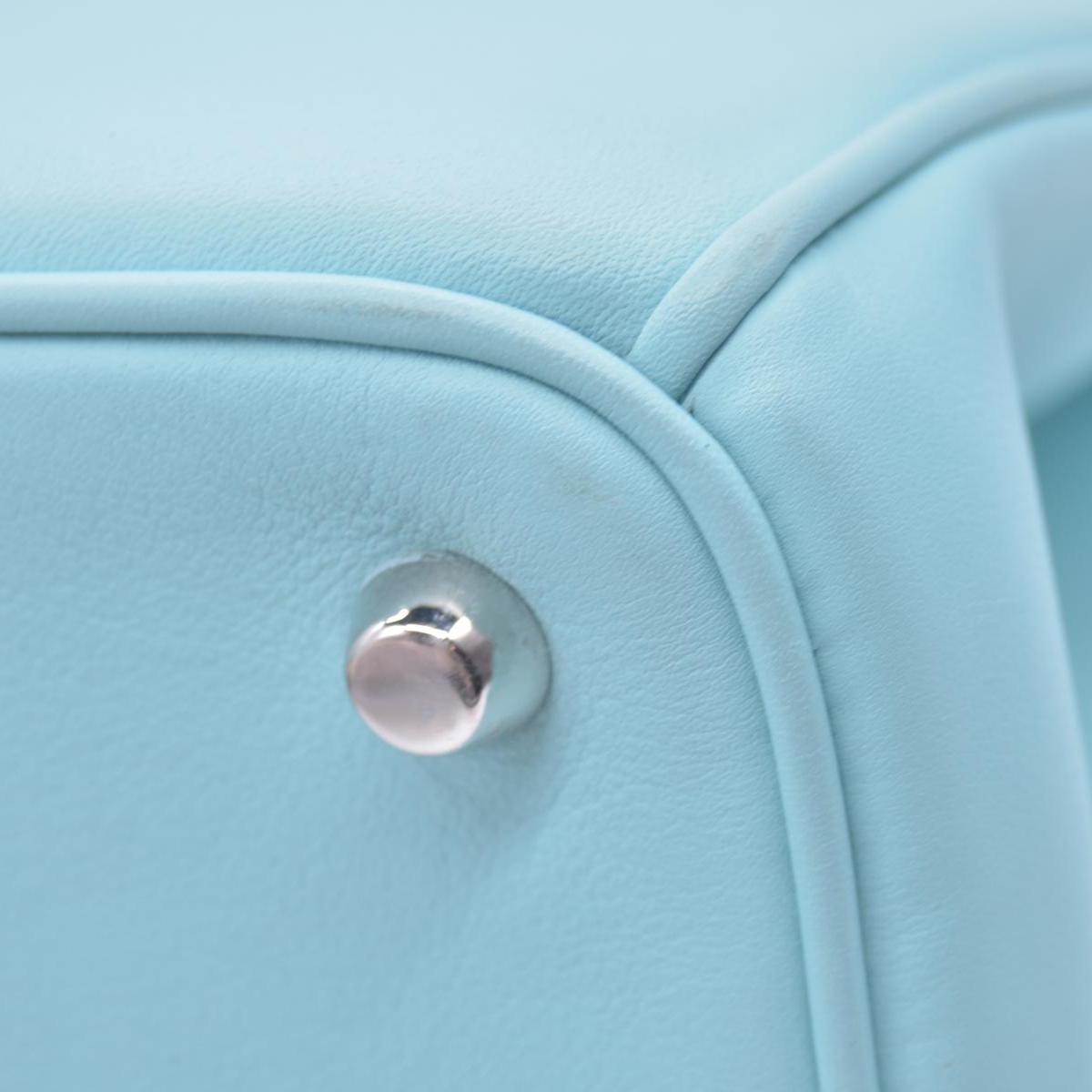 $3200 CHRISTIAN DIOR Lady Dior Medium Leather Tote Sky Blue CONSIGNMENT 10021442