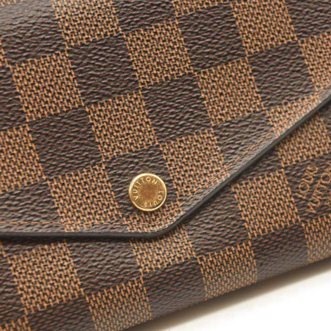 $720 LOUIS VUITTON Damier Ebene Sarah Wallet NM Rose Ballerine