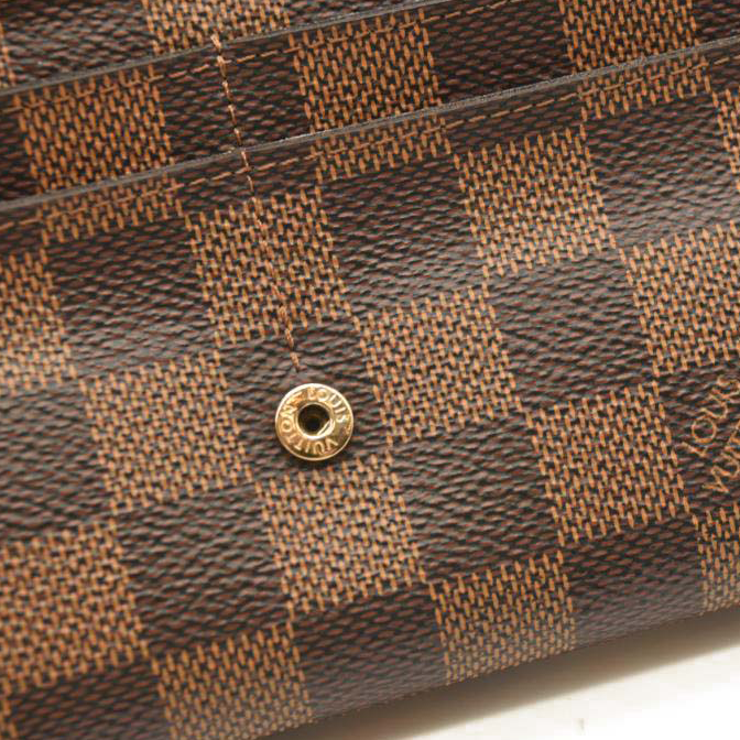 $720 LOUIS VUITTON Damier Ebene Sarah Wallet NM Rose Ballerine