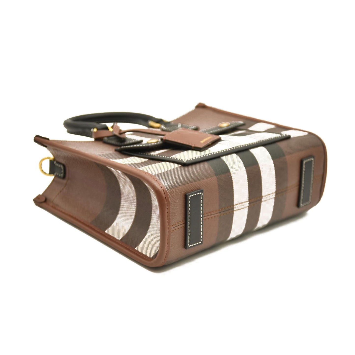 Burberry  E-Canvas Check Calfskin Mini Freya Tote Dark Birch Brown