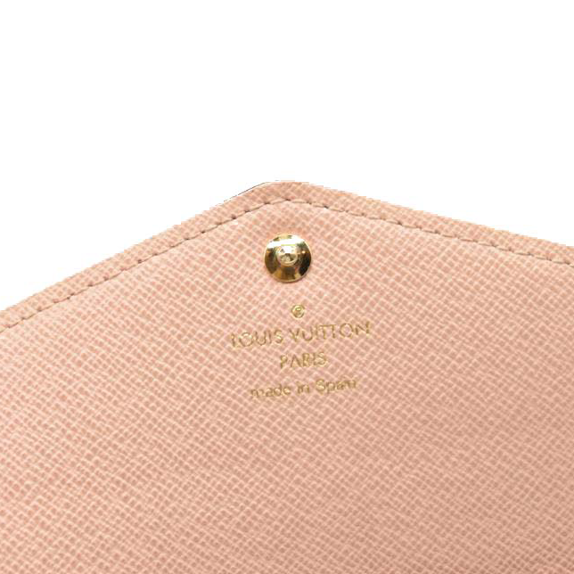 $720 LOUIS VUITTON Damier Ebene Sarah Wallet NM Rose Ballerine