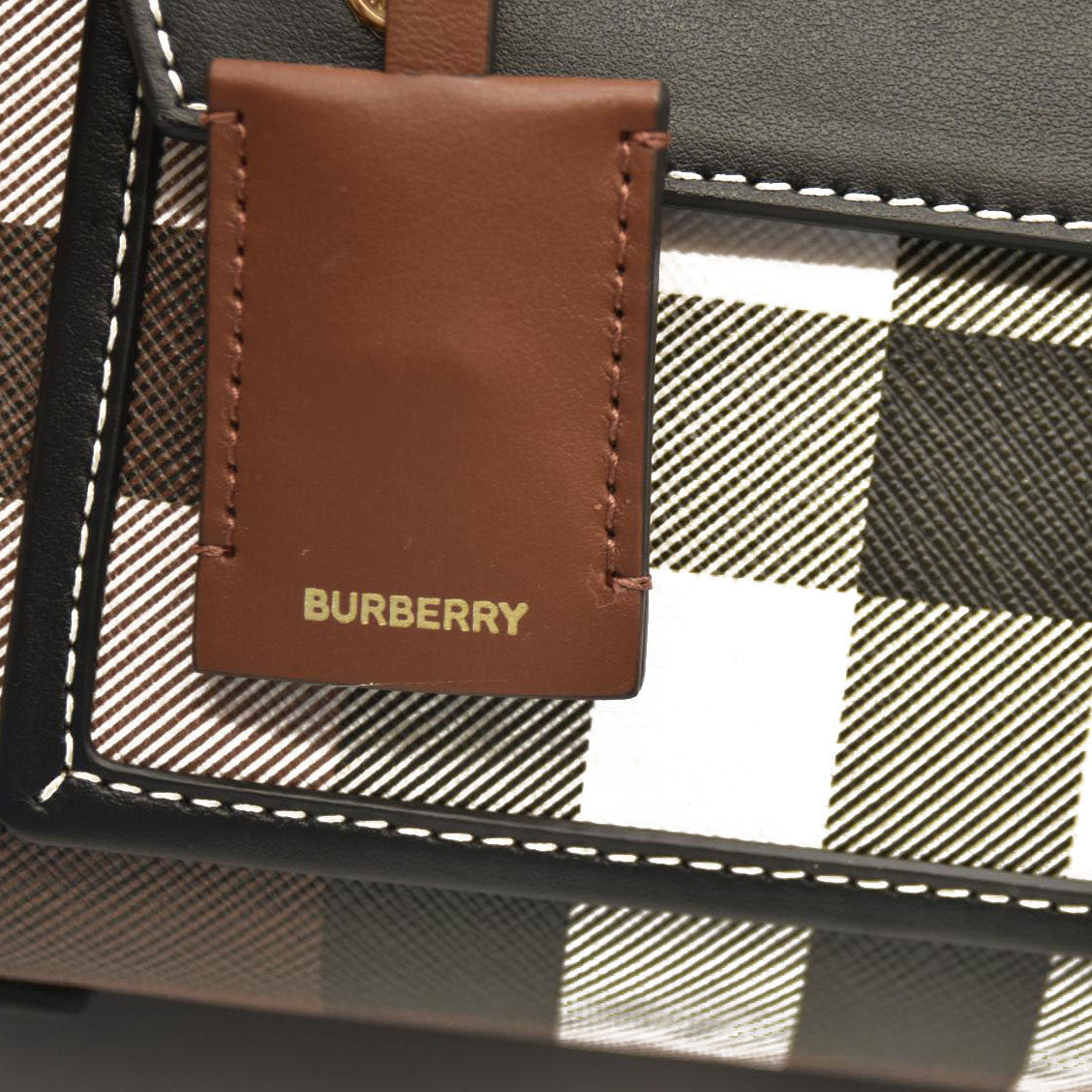 Burberry  E-Canvas Check Calfskin Mini Freya Tote Dark Birch Brown