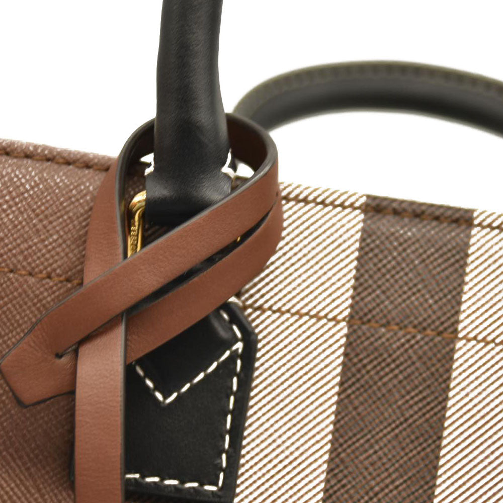 Burberry  E-Canvas Check Calfskin Mini Freya Tote Dark Birch Brown