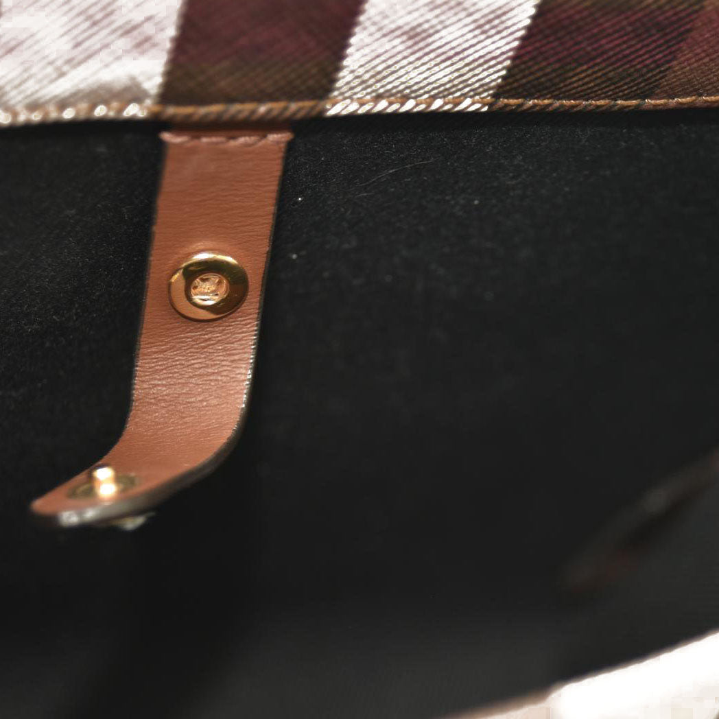 Burberry  E-Canvas Check Calfskin Mini Freya Tote Dark Birch Brown