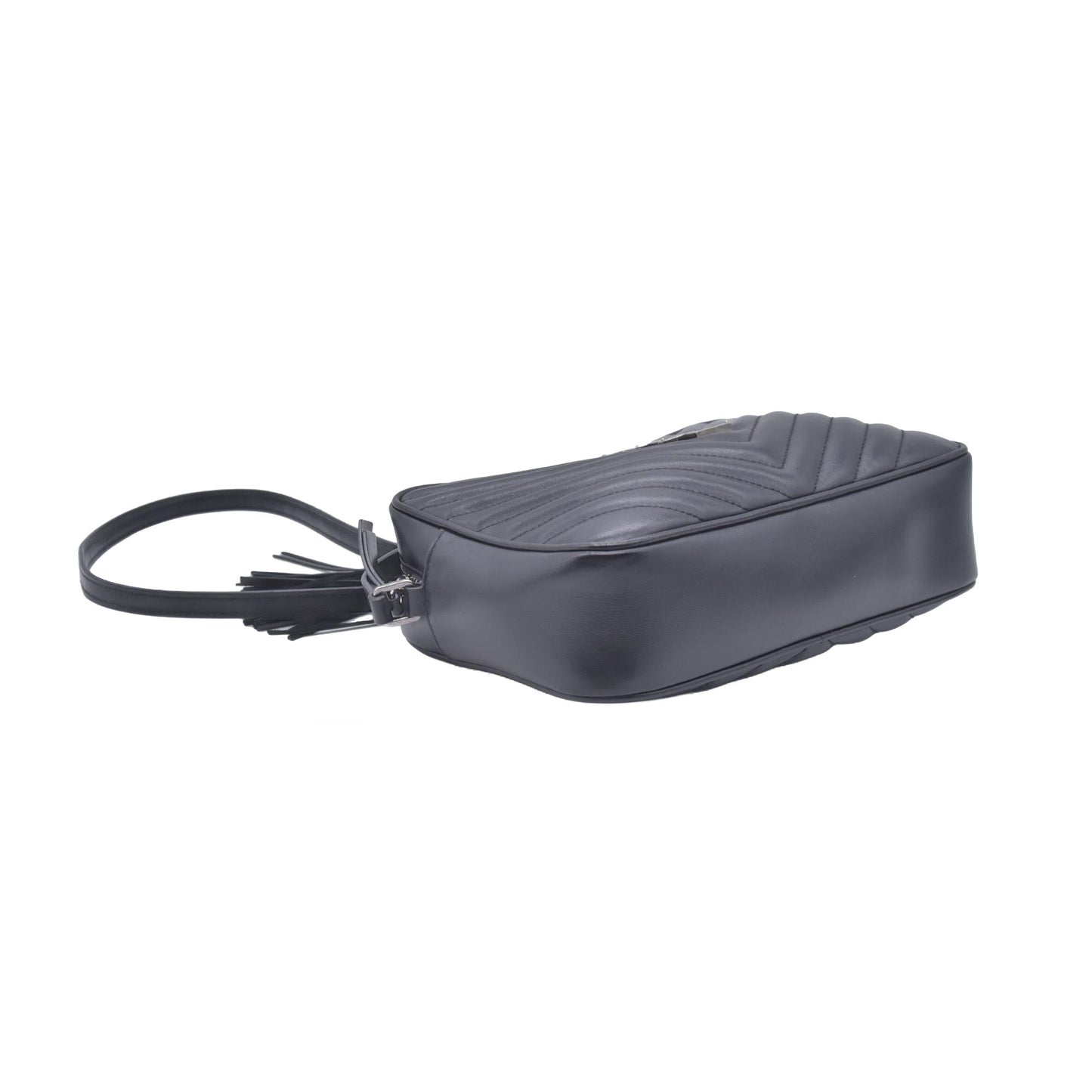 $1950 Saint Laurent Calfskin Matelasse Monogram Lou Camera Bag Black