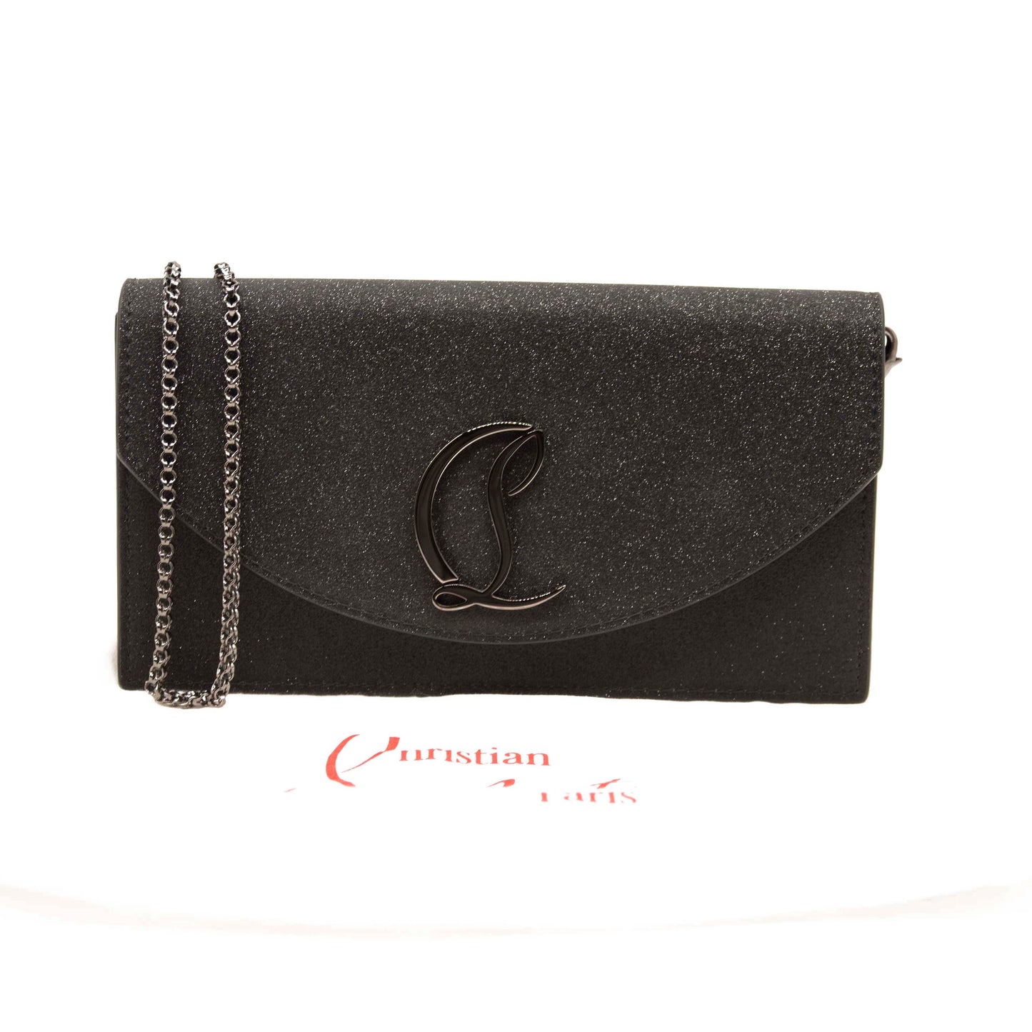 NEW Christian Louboutin Loubi54 Glitter Leather Clutch