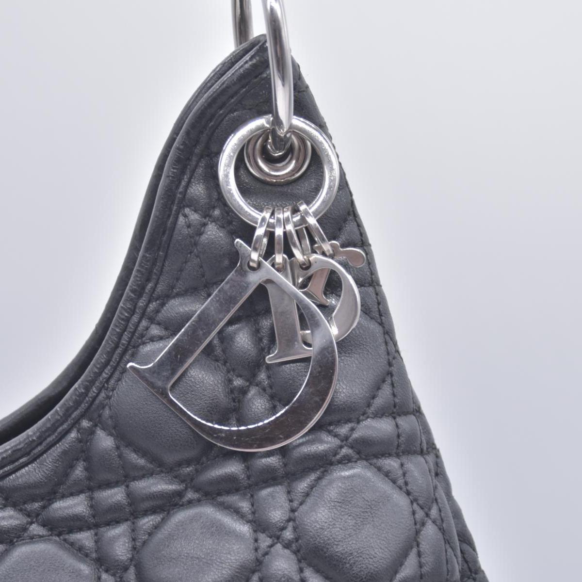 $2400 CHRISTIAN DIOR Black Cannage Quilted Leather Hobo CONSIGNMENT 10021440