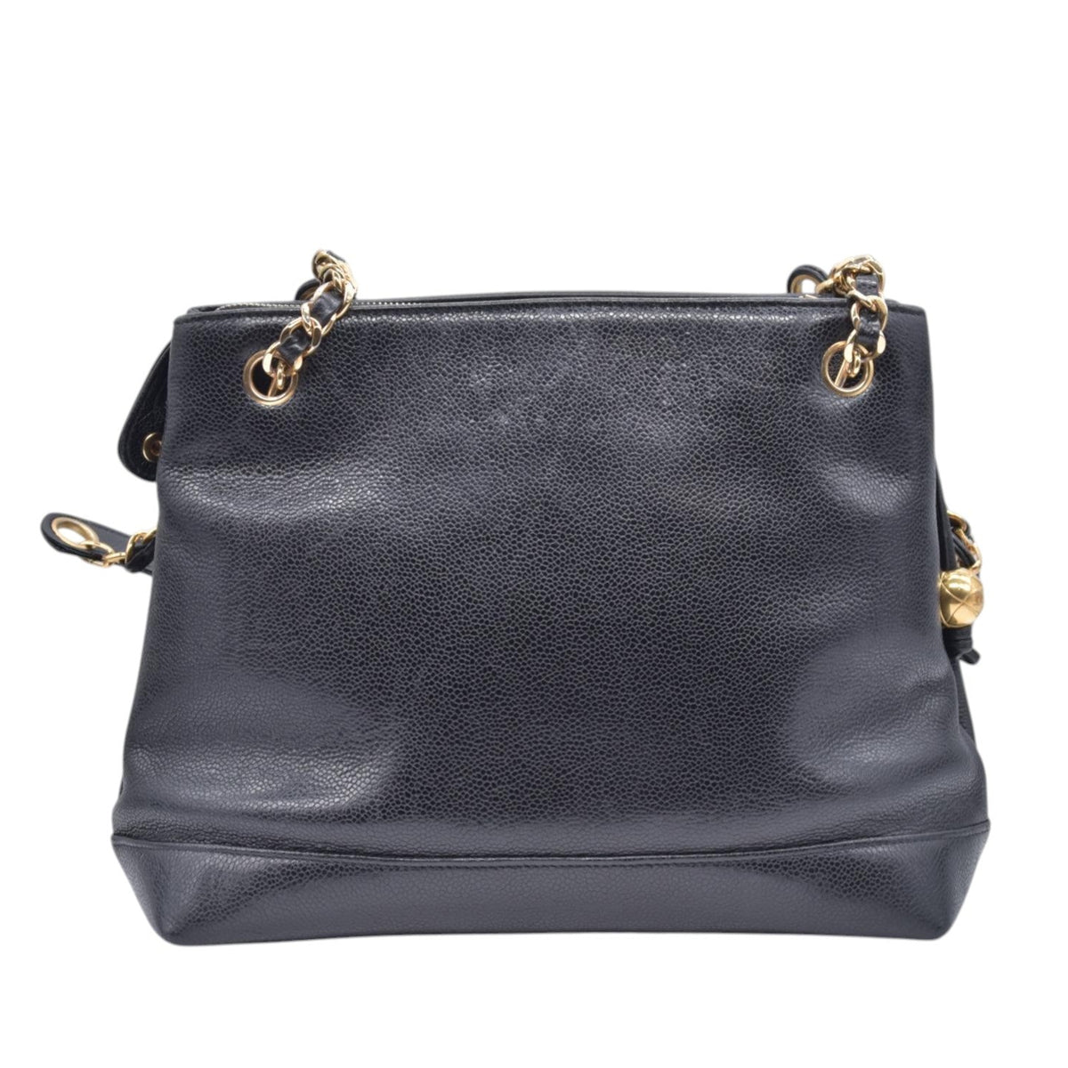 $2800 CHANEL Black Caviar Leather Embossed CC Medallion Tote CONSIGNMENT 10021432