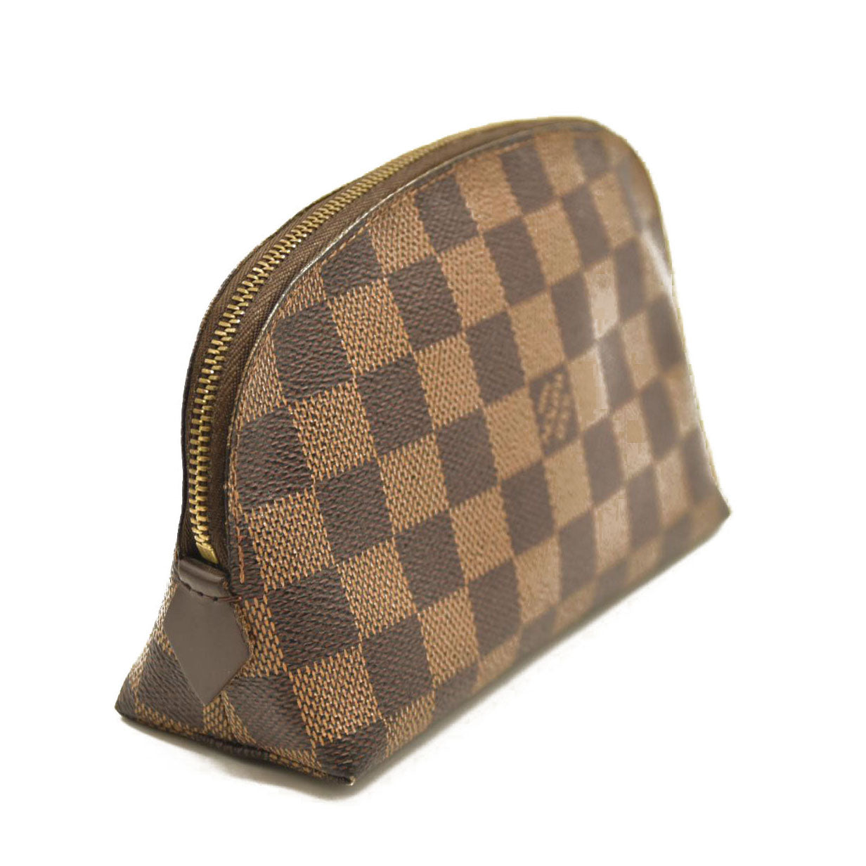 Louis Vuitton  Damier Ebene Cosmetic Pouch Used Red Interior