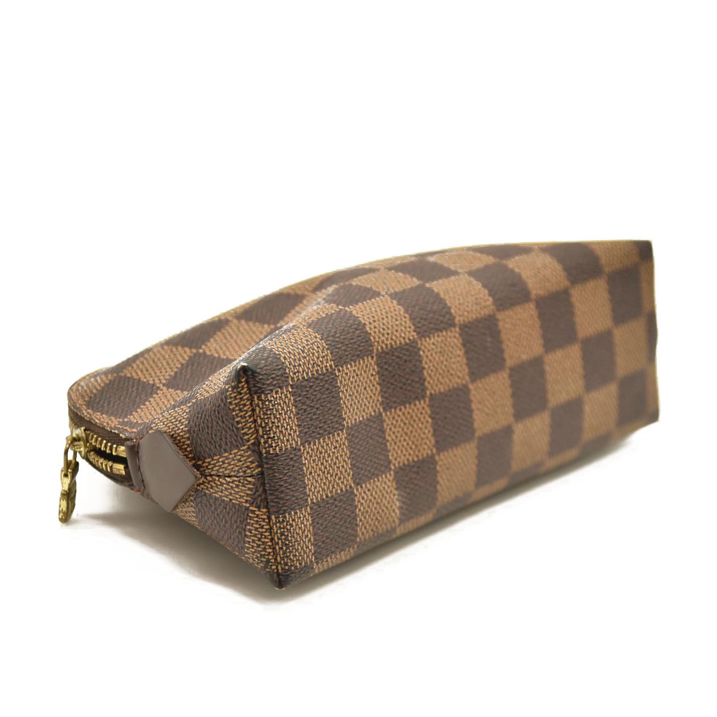 Louis Vuitton  Damier Ebene Cosmetic Pouch Used Red Interior